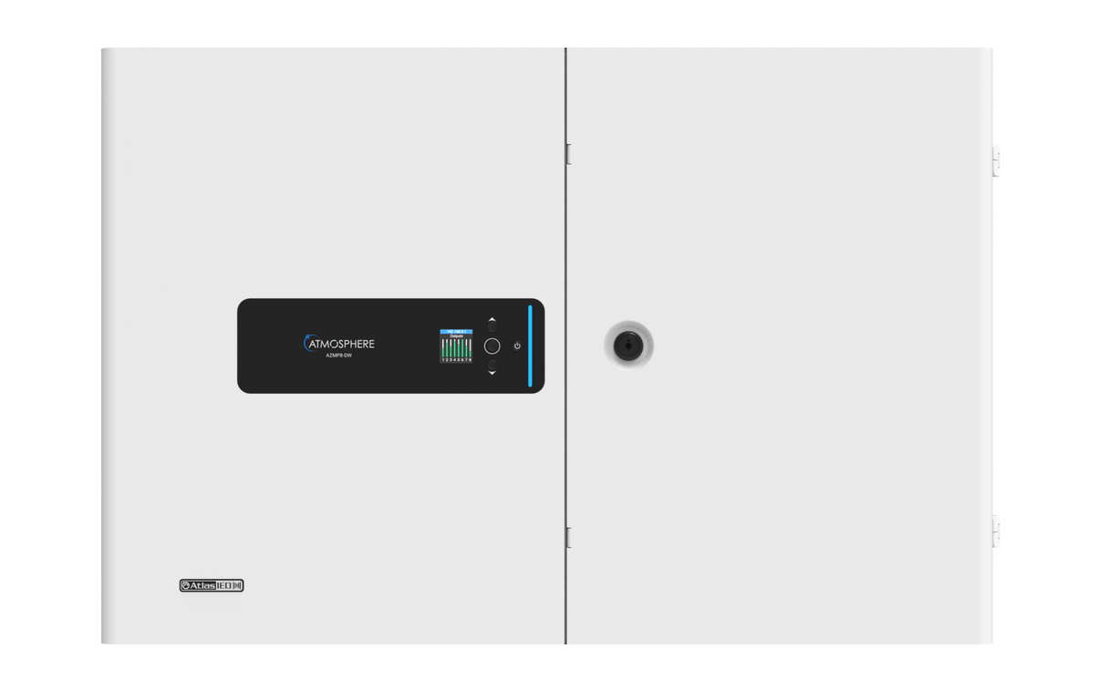 AZMP8-DW Atmosphere™ 8-Zone Signal Processor with 1200-Watt Amplifier and Dante All-in-one Wall Mount Cabinet