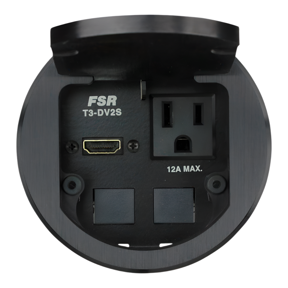 T3DV2SBLK HDMI and 2 Keystone Connectors w/AC Plug Round Black