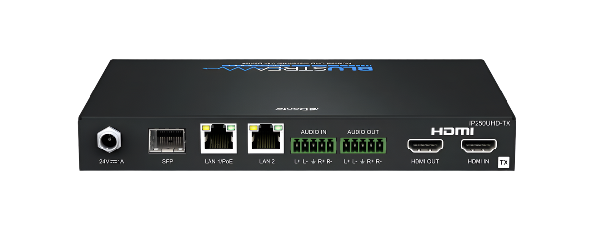 IP250UHD-TX IP Multicast UHD Video Transmitter over 1Gb Network featuring Dante Integration