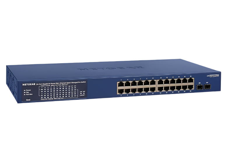 GS724TP-300NAS 24-Port Gigabit Ethernet PoE+ Smart Switch w/ optional Remote/Cloud Management and 2 SFP Ports