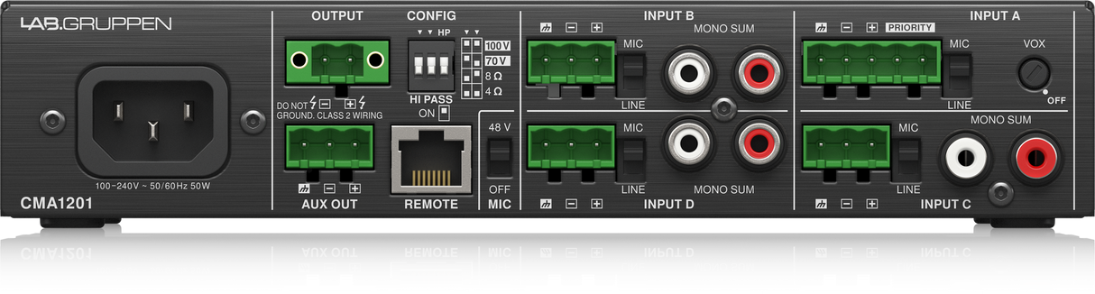 CMA1201 120W Commercial Mixer Amplifier with 4 Inputs