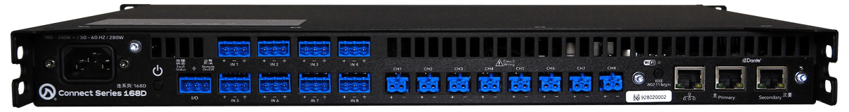 CONNECT 168D Amplifier 8 Channel 160W Dante