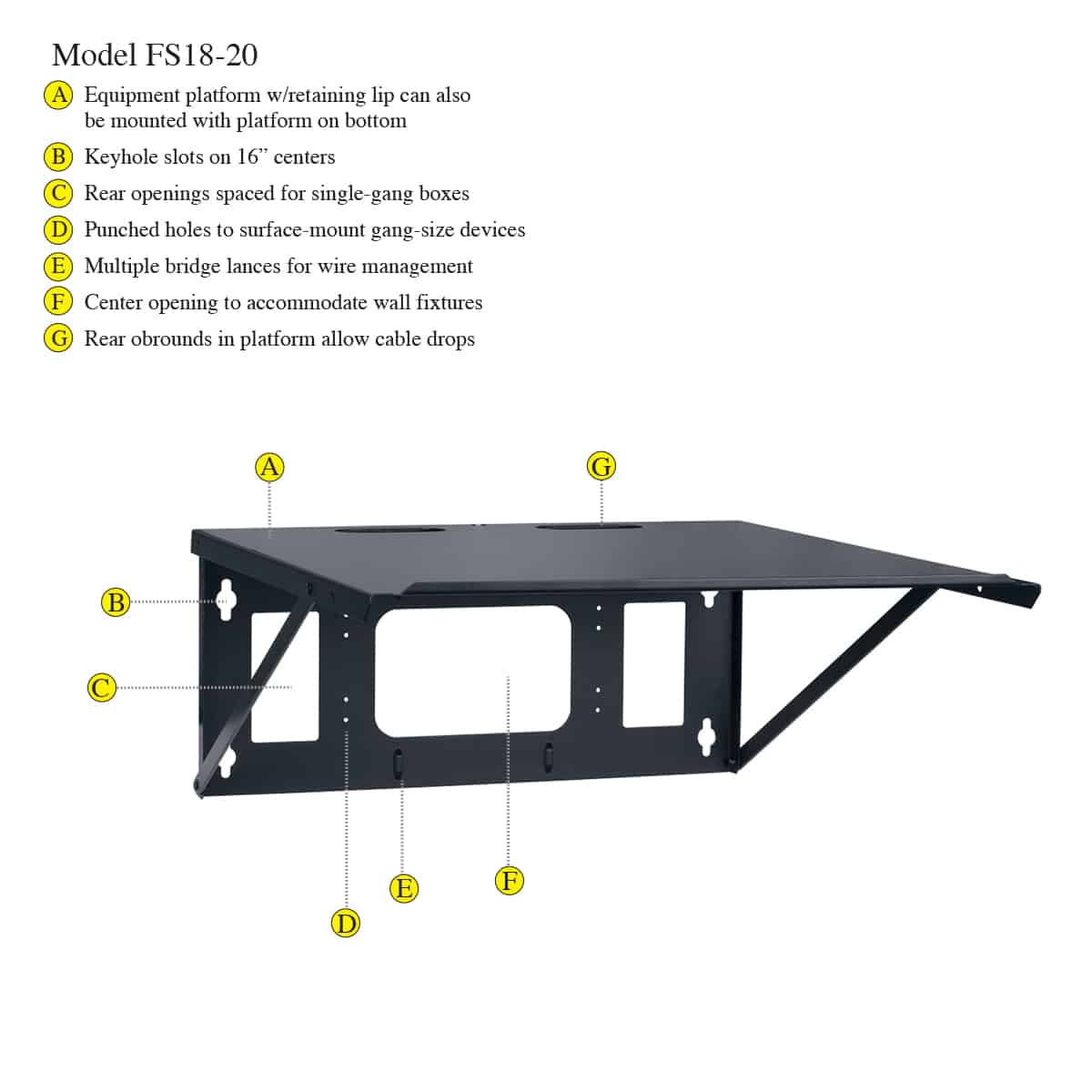 FS1820 Wall Shelf Flat Ship Black