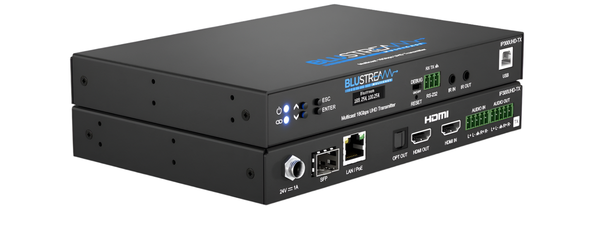 IP300UHD-TX 4K 60Hz UHD HDMI Video over IP Transmitter with PoE over 1Gb Network
