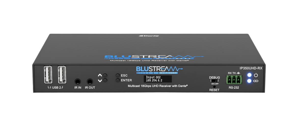 IP350UHD-RX IP Multicast HDMI2.0 Video Receiver with Dante® 4K 60Hz