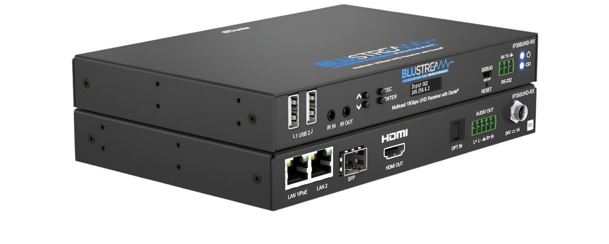 IP350UHD-RX IP Multicast HDMI2.0 Video Receiver with Dante® 4K 60Hz