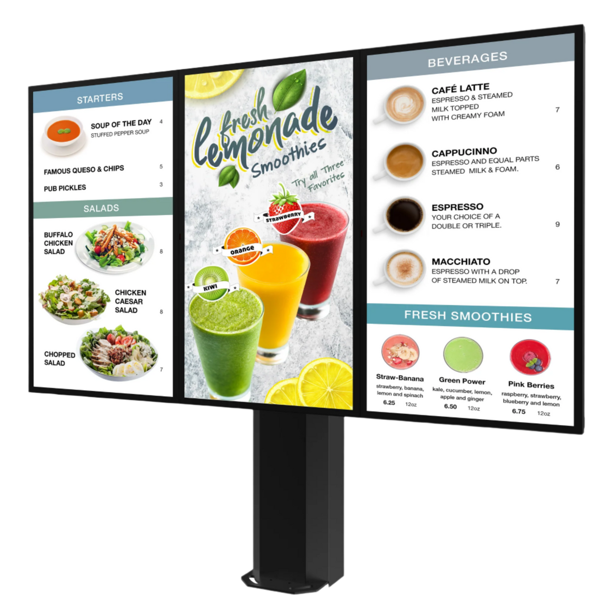 KOF555-3 Universal 55" Triple-Display Outdoor Digital Menu Board