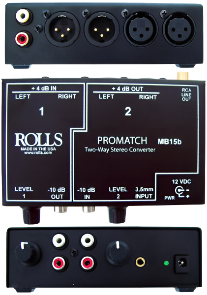 MB15B Stereo RCA to Stereo XLR Converter with Level Control