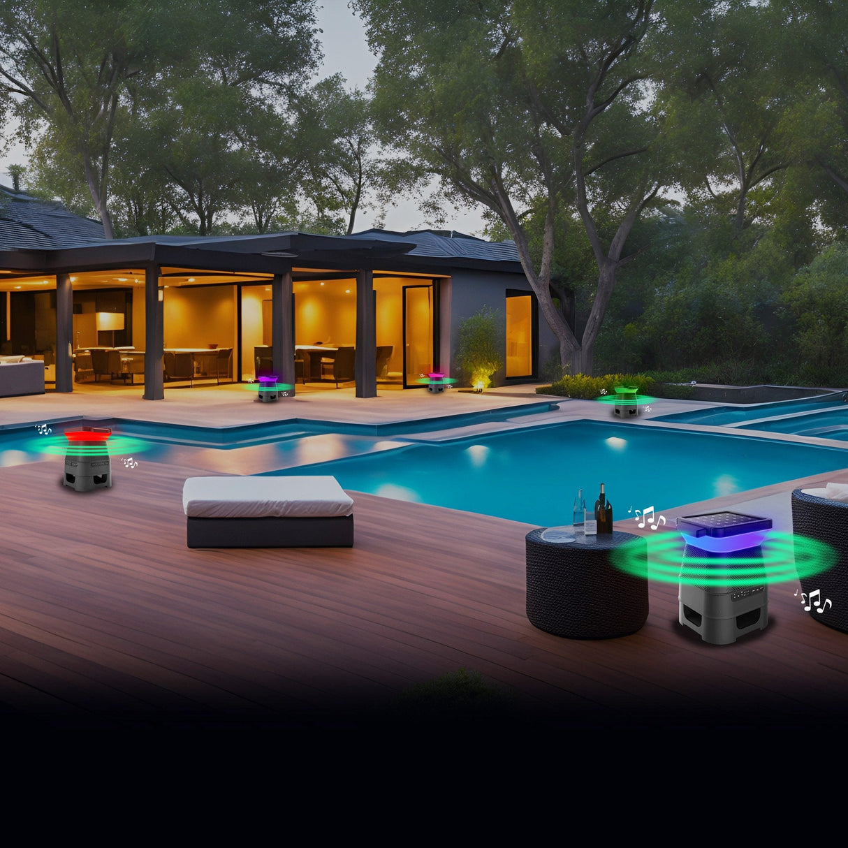 MNSOLX-BLK Solar X Outdoor LED Wireless Solar Powered Speaker IPX5