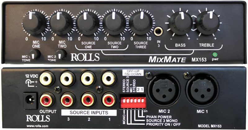 MX153 Mix Mate 1/2 Rack Mic/Source Mixer