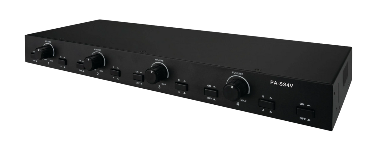 PASS4V Two Source Four Pair Stereo Speaker Select Box with Volume Control