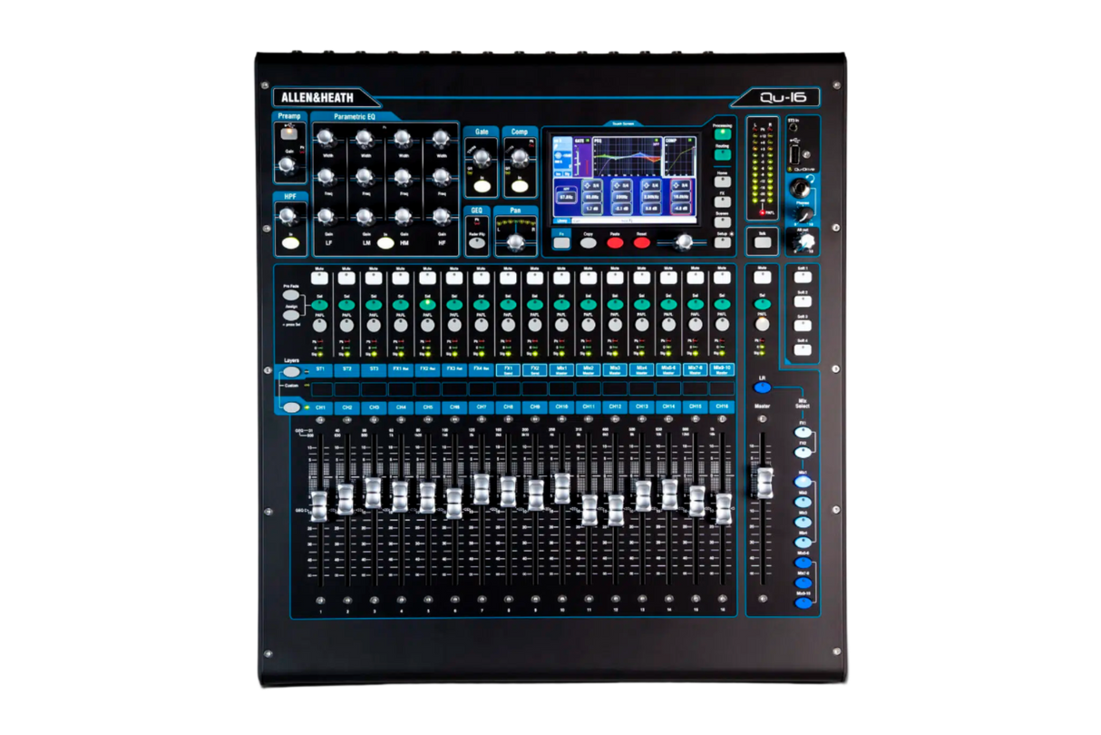 QU-16C 16 channel rack mount digital Compact 22in / 12out Digital Mixer