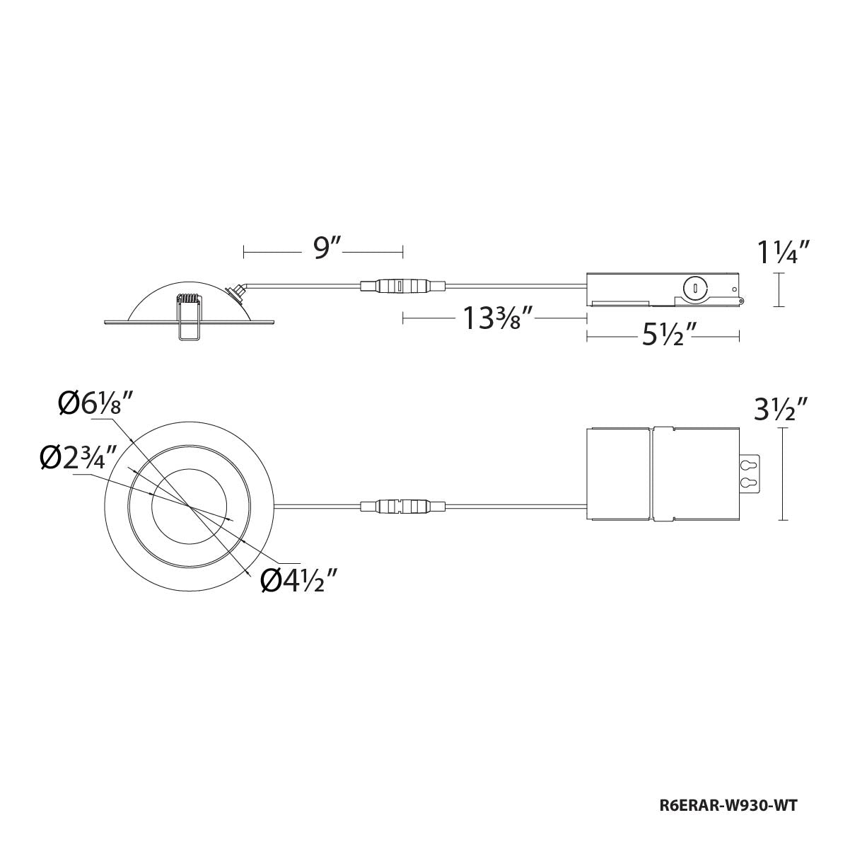 R6ERAR-W9CS-WT Lotos 6″ Round Adjustable Downlight 5CCT