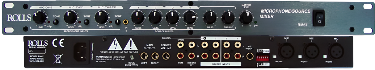 RM67 3 Mic 4 Source Mixer 1RU