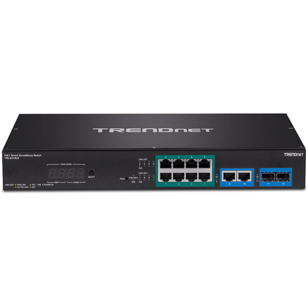 TPE3012LS 12 Port Gigabit PoE+ Smart Surveillance Switch