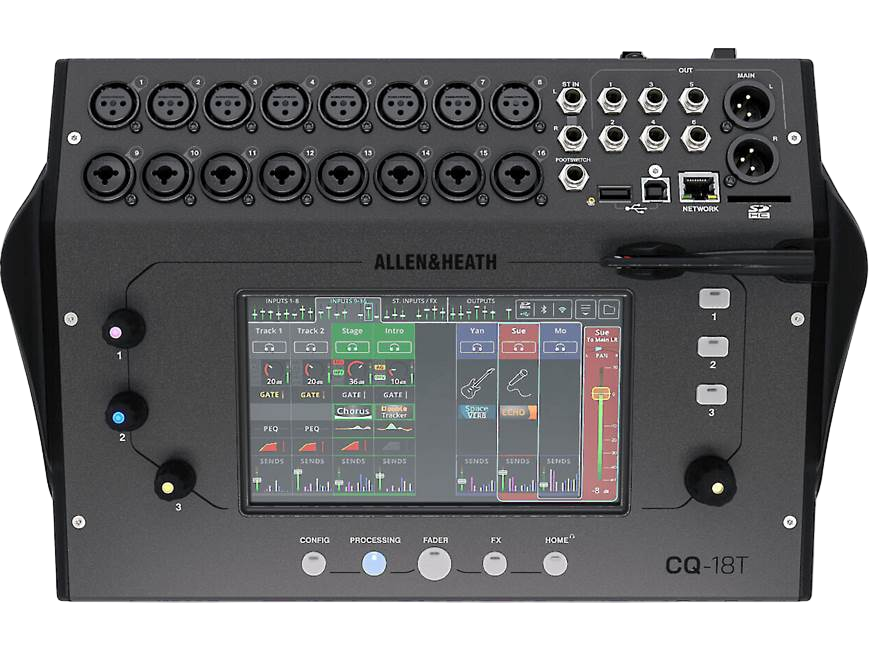 AH-CQ18T 96kHz Digital Mixer with 7" Touchscreen WiFi and Bluetooth Connectivity 18 in/8 out
