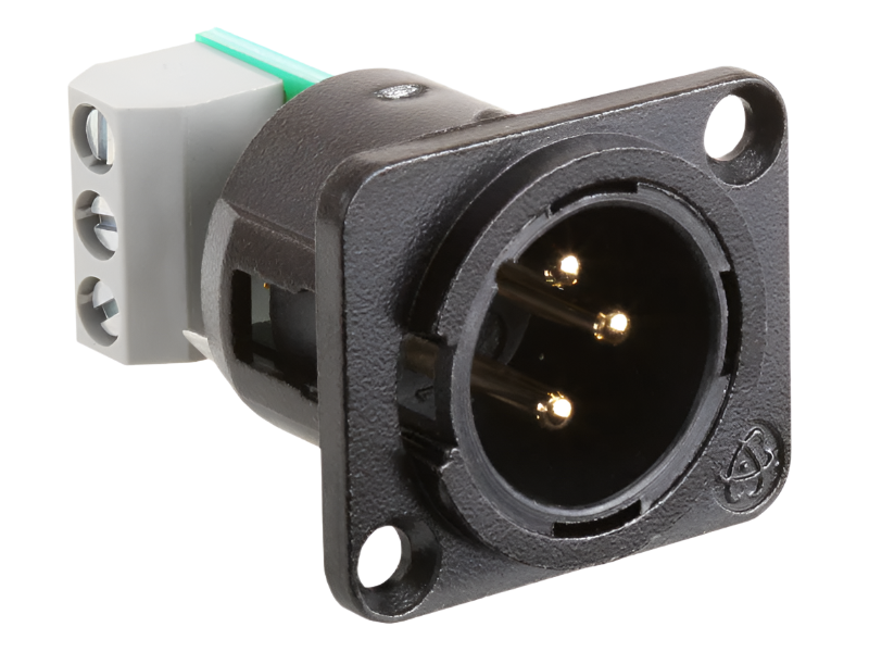 AMS-XLM XLR 3-Pin Male Jack Terminal Block Connections