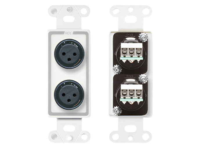 D-XLR2F Dual XLR 3-pin Female Jacks on Decora® Wall Plate