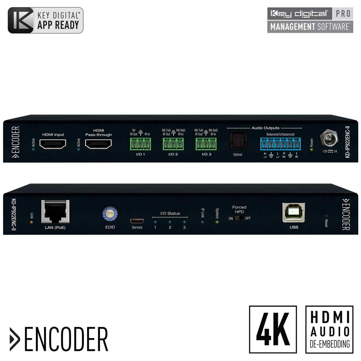 KD-IP922ENC-II 4K AV Over IP System Encoder With POE HDMI Pass-Through