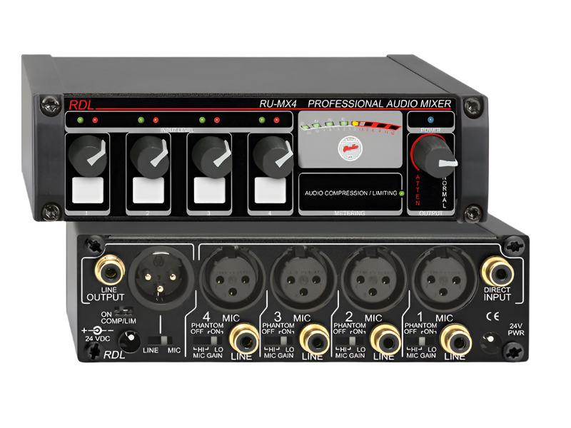 RU-MX4L 4 Channel Microphone/Line Mixer with Phantom Power