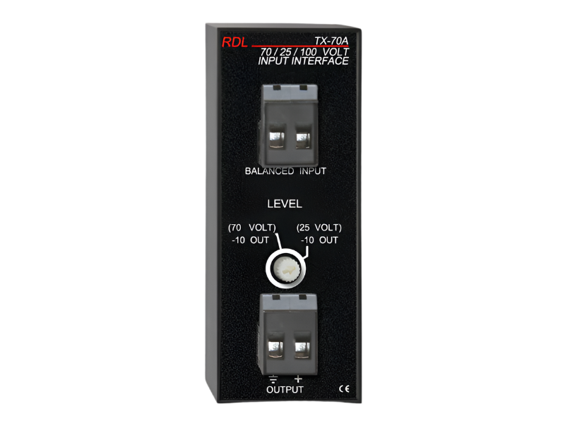 TX-70A 25 V, 70 V, 100 V Input Interface Unbalanced Line Out
