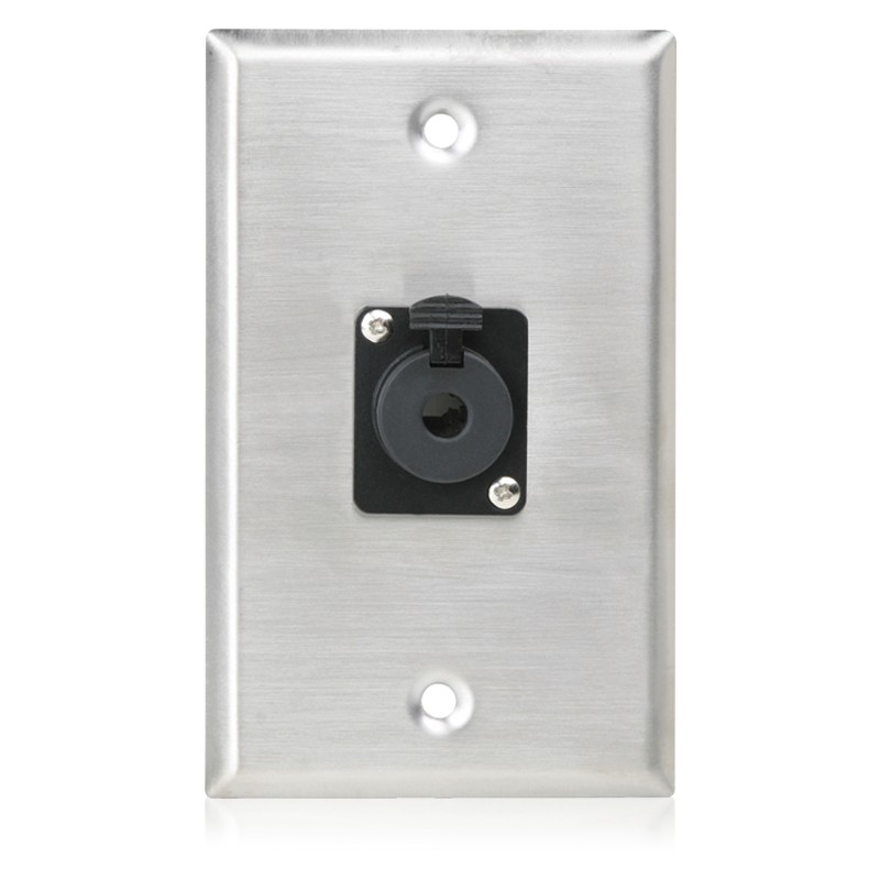 SGQTRSLF1 Single Gang Stainless Steel Plate 1 Female Locking TRS Connector