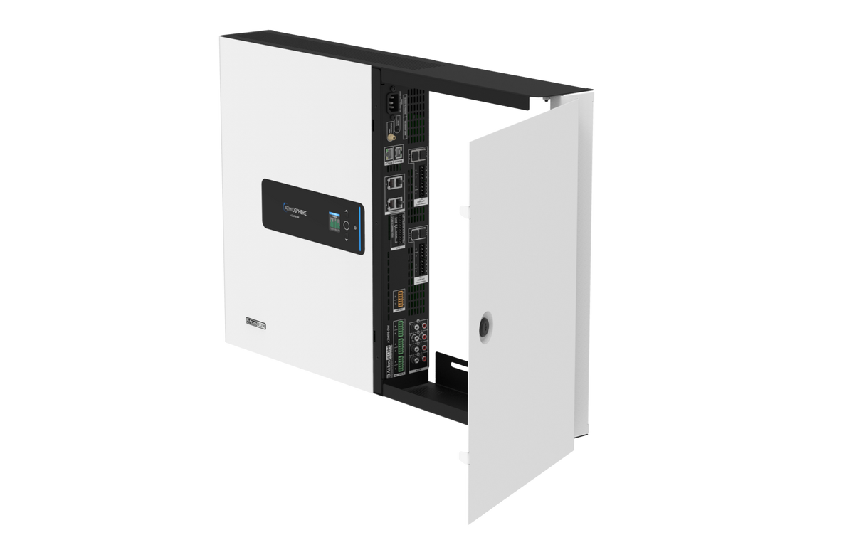 AZMP8-DW Atmosphere™ 8-Zone Signal Processor with 1200-Watt Amplifier and Dante All-in-one Wall Mount Cabinet