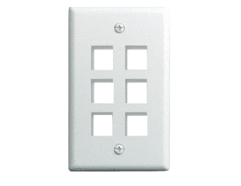 WP3406WH 1 Gang 6-Port Wall Plate White