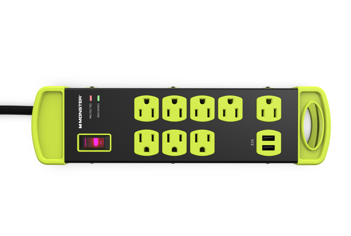 ME5010 Power Strip Surge 8 AC 2 USB A