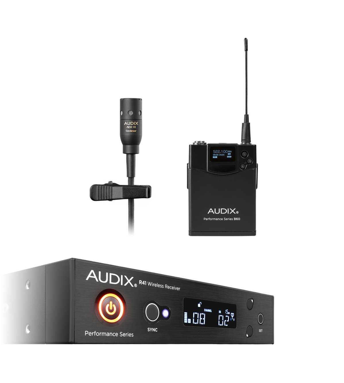 AP41L10 Wireless Mic System R41A Receiver ADX10 Lavalier B60 BodyPack