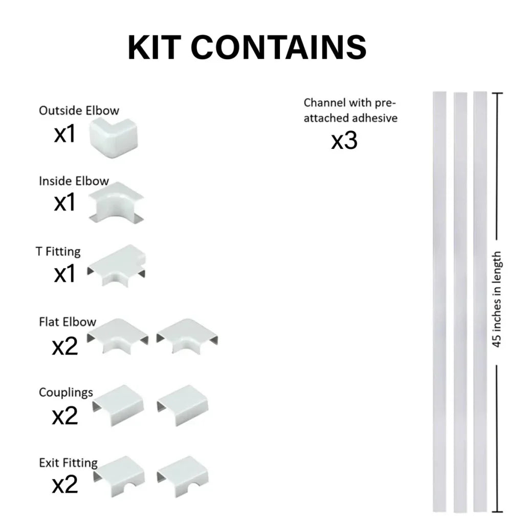 CCS3KWH 10 Piece 45" x 1.5" PVC White Cable Organization Kit