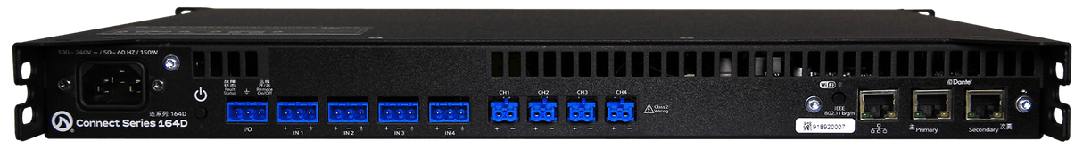 CONNECT 164D Amplifier 4 Channel 160W Dante