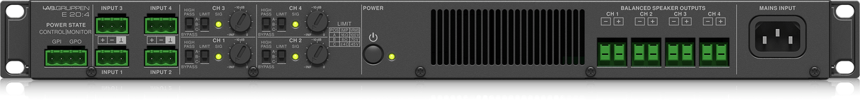 E20:4 2000W Amplifier with 4 Flexible Output-Channels