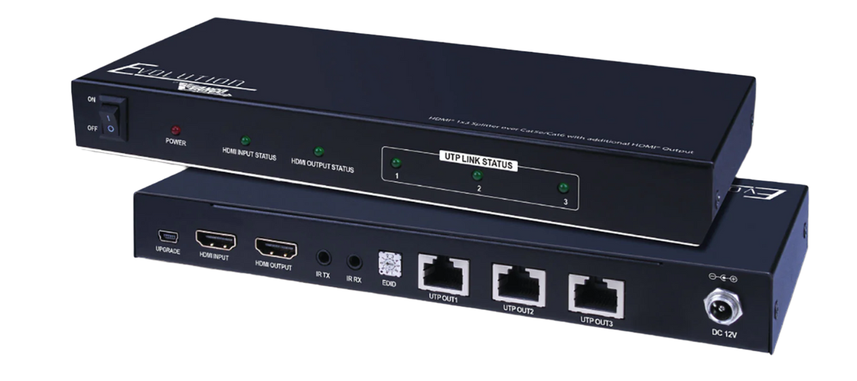 EVSP1013 1x3 Plus 1 HDMI Output Splitter over Single CAT5e/CAT6 Cable PoE 165'