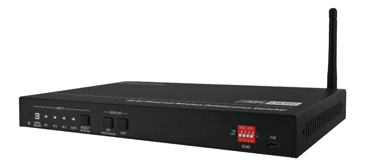 EVSW4K41 4K 4×1 Multi-Format Wireless Collaboration Switcher with Wired and Wireless Connectivity