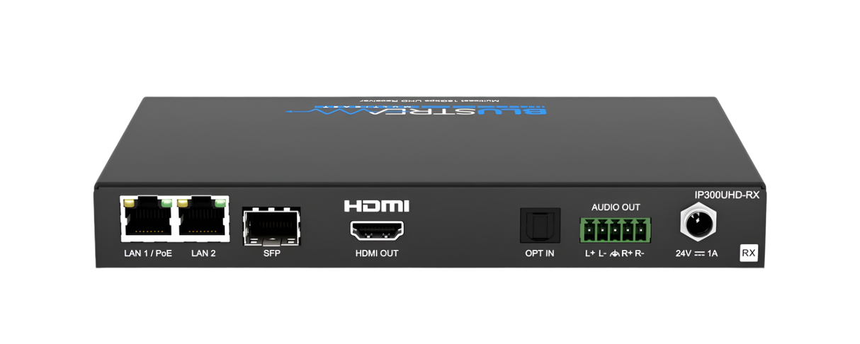 IP300UHD-RX 4K 60Hz UHD Video over IP Receiver with PoE over 1Gb Network
