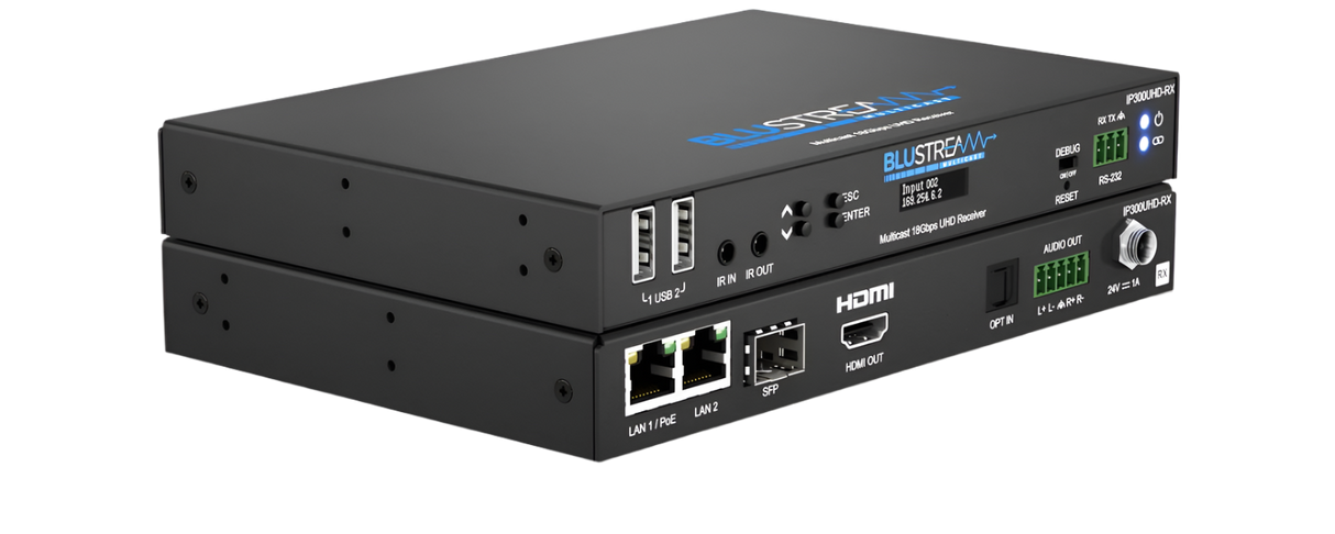 IP300UHD-RX 4K 60Hz UHD Video over IP Receiver with PoE over 1Gb Network