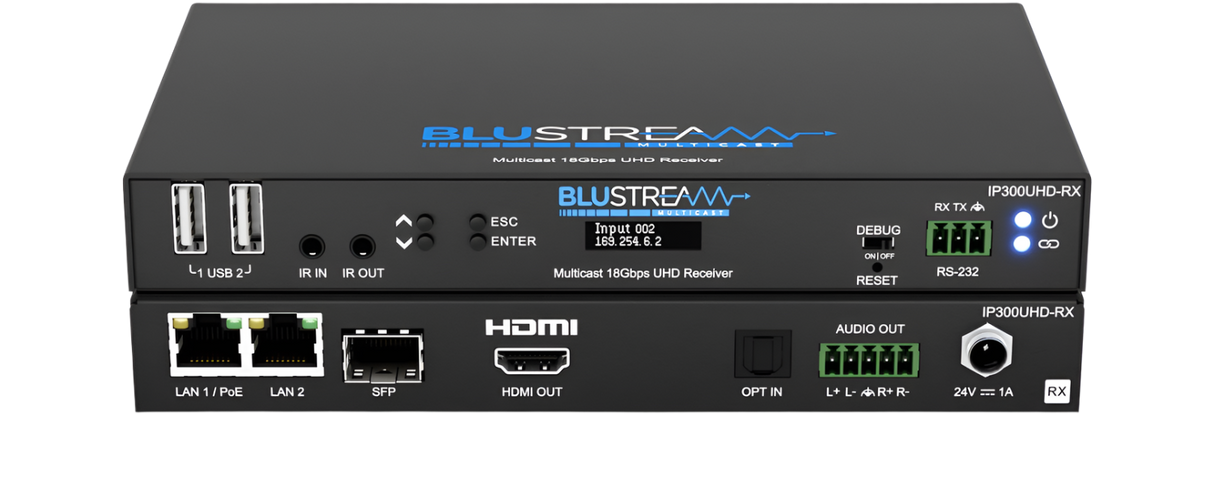 IP300UHD-RX 4K 60Hz UHD Video over IP Receiver with PoE over 1Gb Network