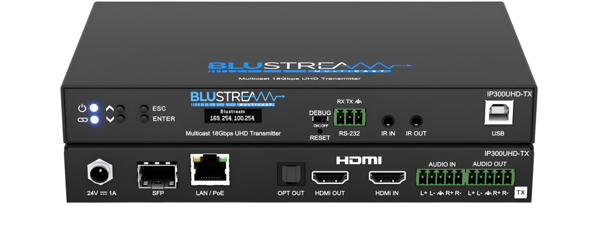 IP300UHD-TX 4K 60Hz UHD HDMI Video over IP Transmitter with PoE over 1Gb Network