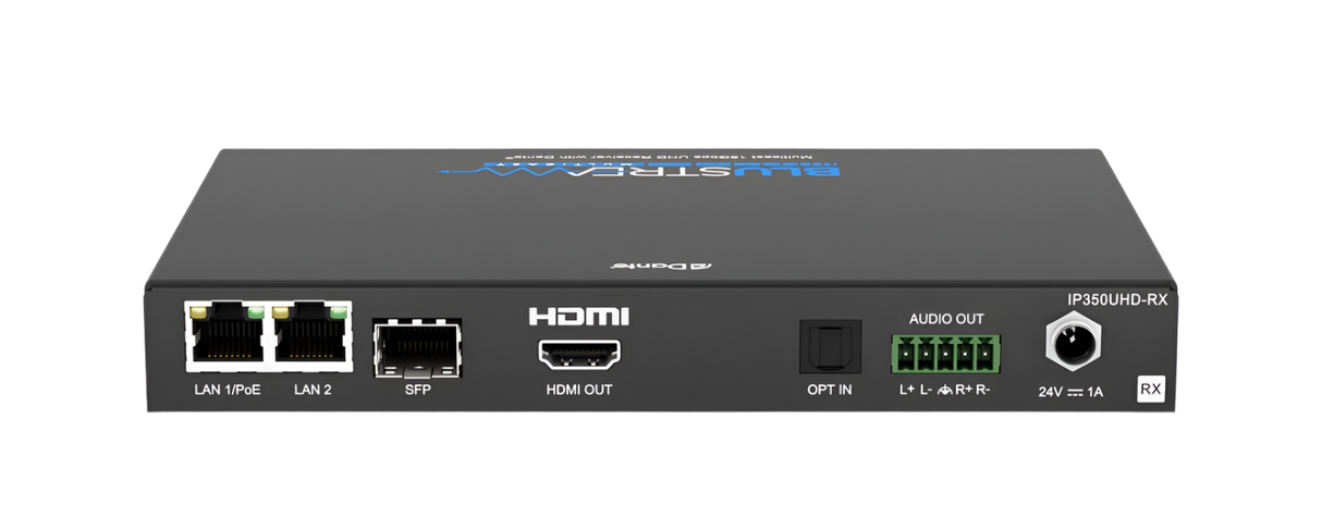 IP350UHD-RX IP Multicast HDMI2.0 Video Receiver with Dante® 4K 60Hz