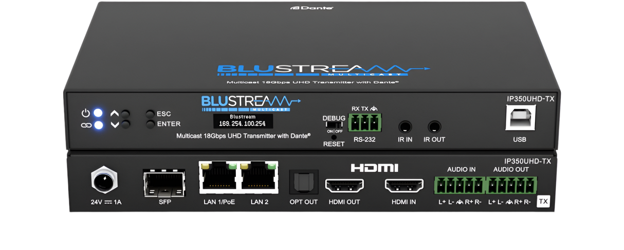 IP350UHD-TX IP Multicast HDMI2.0 Video Transmitter with Dante® 4K 60Hz
