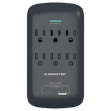 ME5003 Wall Tap Surge 6 AC 1 USB A 1 USB C Black