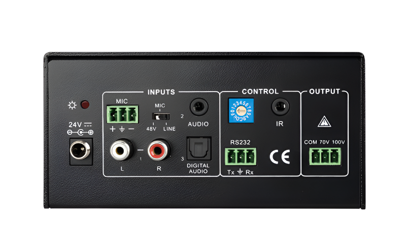 PAV1100 Single Channel 100w 70/100 Volt Amplifier w/Mic Input