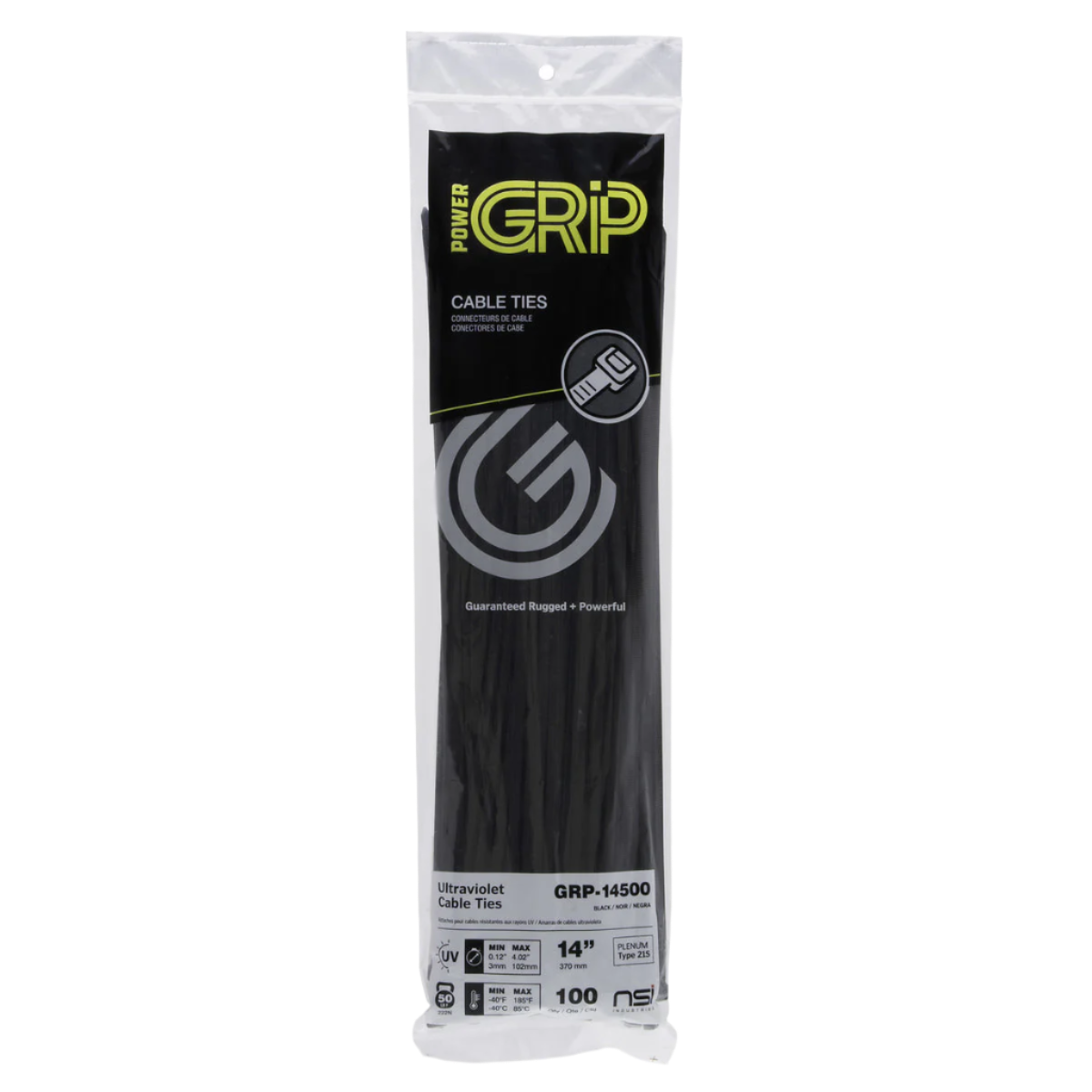 Ultraviolet Cable Ties Black 50lb 100PK 6-18"