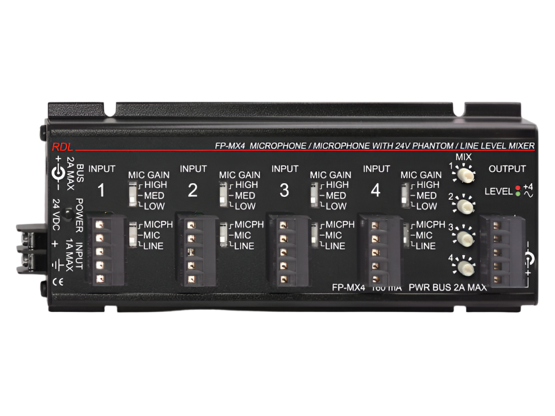 FP-MX4 4 Mic or Line Input Mixer Mic and Line Out