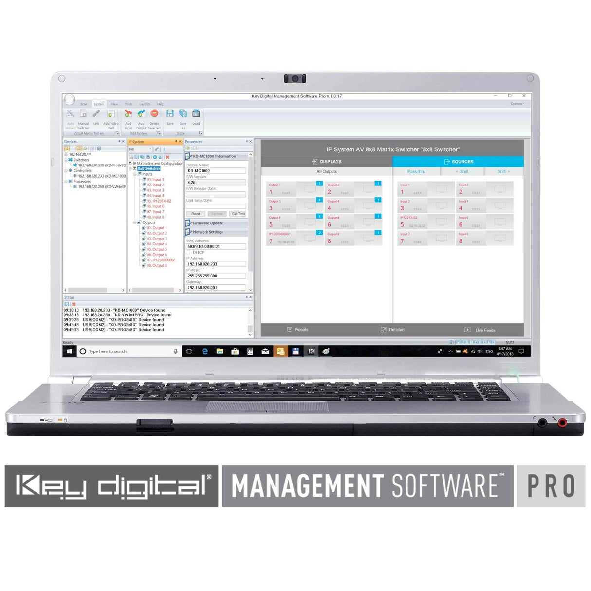 KDMS PRO DOWNLOAD Windows PC software for setup and control of KD products and systems