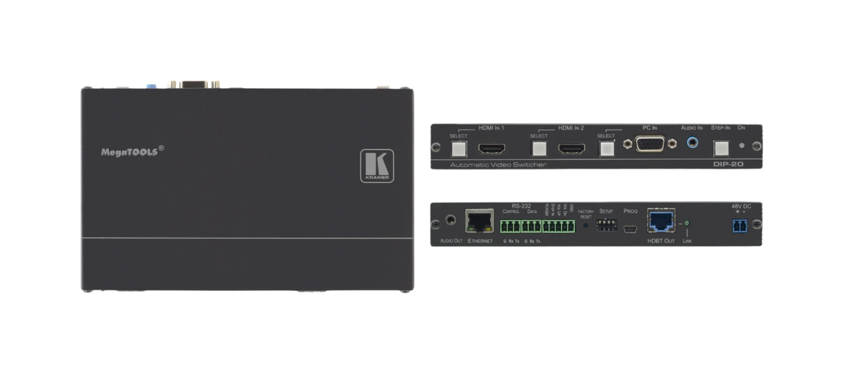 DIP20 4K60 4:2:0 HDMI & VGA Auto Switcher/Transmitter