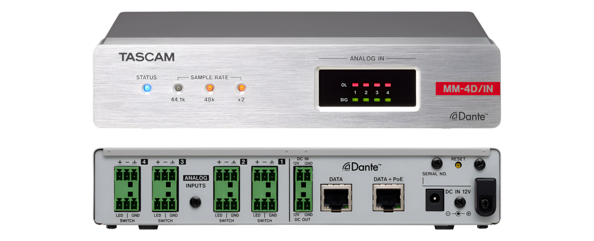 MM4D/IN-E 4 Mic/Line Input Dante Converter W/DSP Mixer